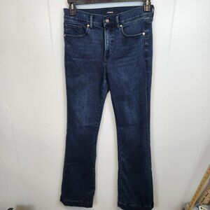 Express Jeans Womens 8 Long Blue Bootcut Mid Rise Stretch Denim Dark Wash 8L